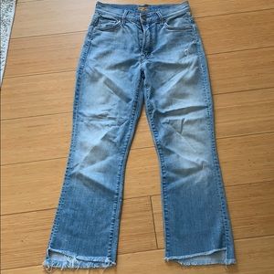 MOTHER denim insider crop step fray blue jeans 26